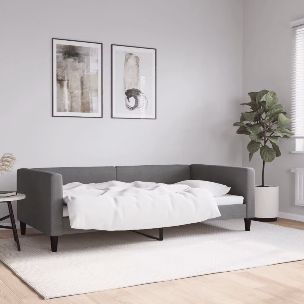 Letto da giorno moderno vidaXL in tessuto grigio con struttura in materiali misti L/P: 100 x 200 cm
