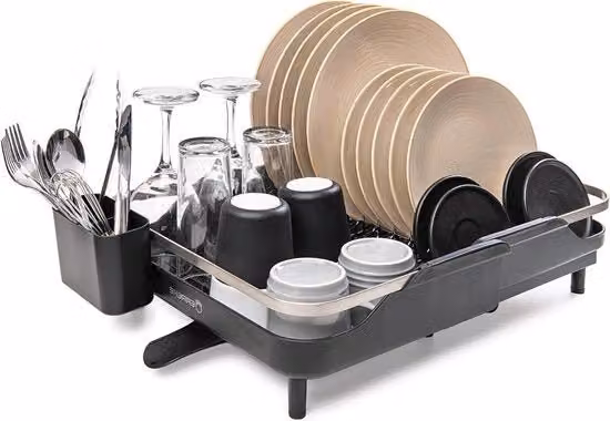 Portaspezie e porta posate estensibile Spirella in plastica, colore nero o grigio