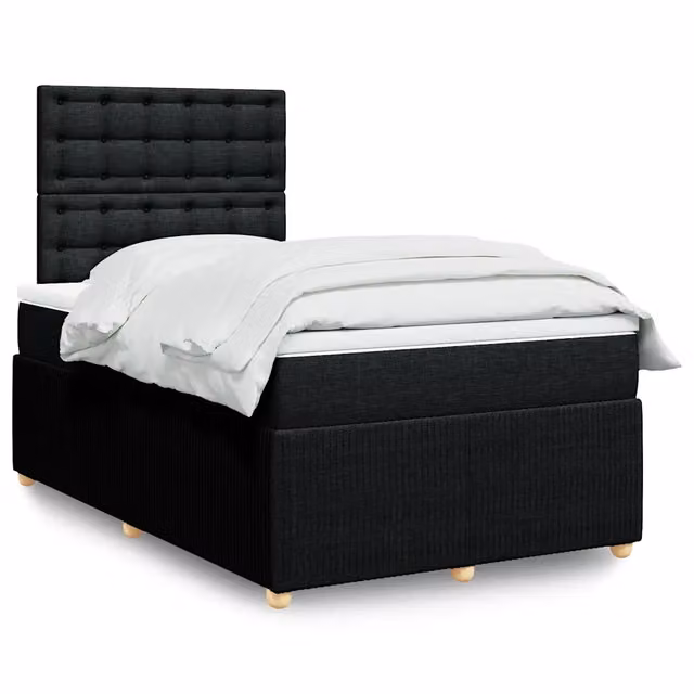 Giroletto a Molle con Materasso Nero 120x200 cm in Tessuto 3294339