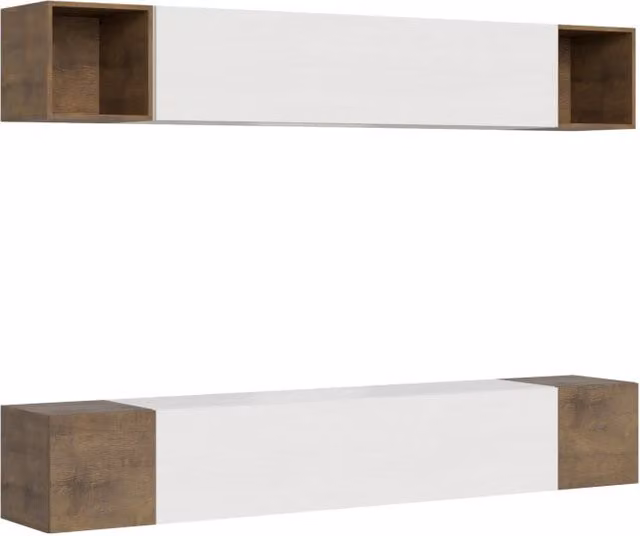 Composizione parete soggiorno moderna Itamoby A38 bianca L: 254 cm, P: 39,2 cm, H: 40 cm – 1