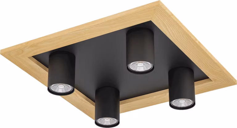 Eglo 900435 VALCASOTTO 1 LED GU10 4 vie plafoniera 4x4,5W 370x370mm Nero Marrone