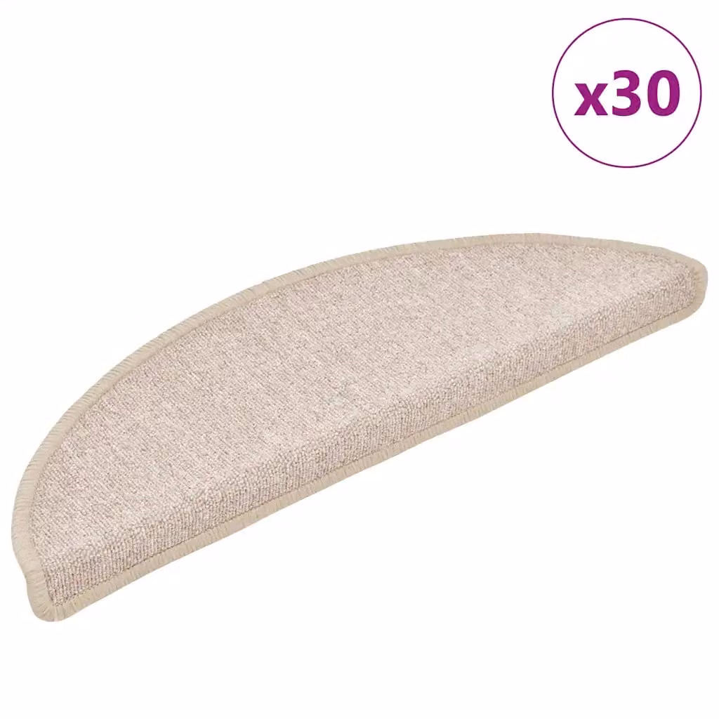 Set di 30 tappetini per scale semicircolari vidaXL in polipropilene antiscivolo e fonoassorbenti, L: 56 cm, P: 17 cm, H: 3,5 cm, disponibili in beige o grigio