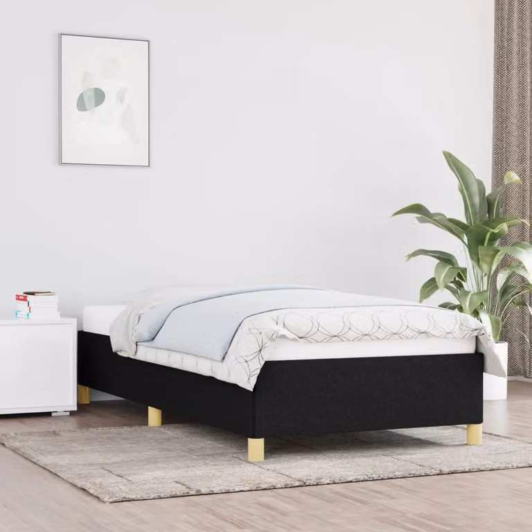 The Living Store Struttura letto nera 100x200 cm in tessuto