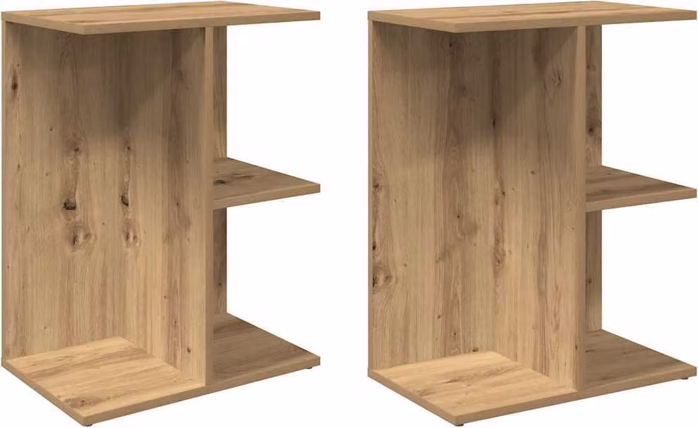 Comodini 2 pz Rovere Artigianale 46,5x29x61cm Legno Multistrato