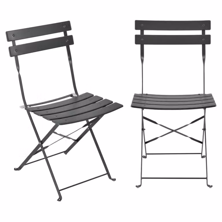 Set bistrot In And OutdoorMatch Shenna - tavolo da giardino in metallo - con 2 sedie da giardino - grigio scuro - acciaio - pieghevole