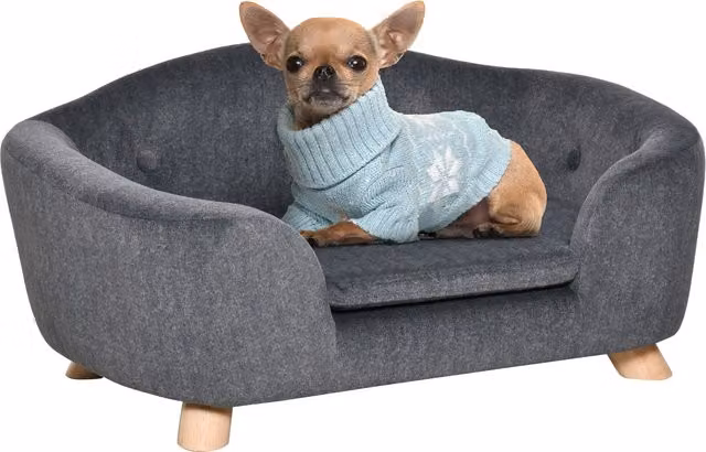 Cuccia per cani PawHut di Aosom con cuscino lavabile in tessuto, Grigio Antracite, L: 70 cm, P: 47 cm, H: 30 cm – 1