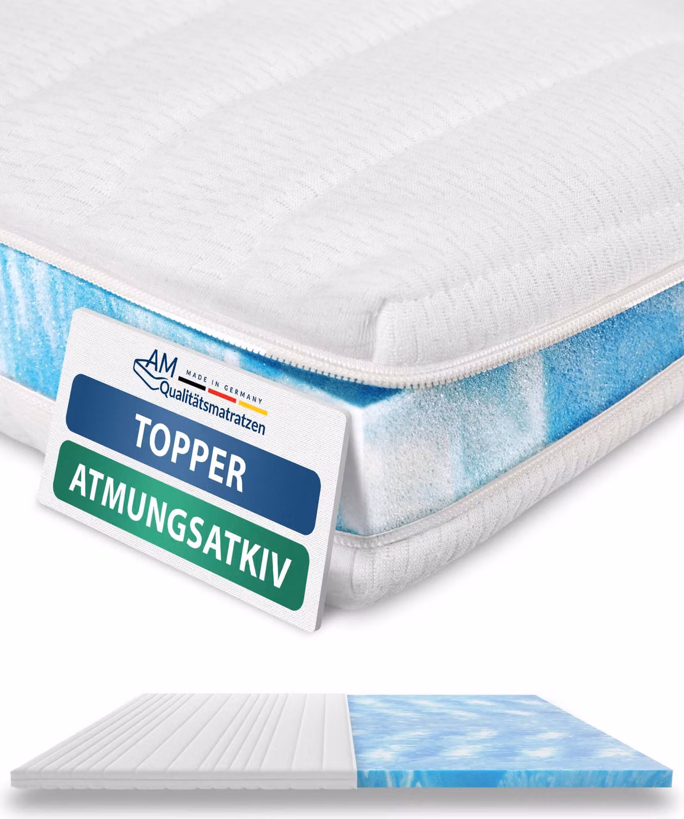 AM Qualitätsmatratzen | Premium Topper 120x210 cm | 6 cm di altezza | Mattress Topper | 120/210 | Topper di alta qualità Germany