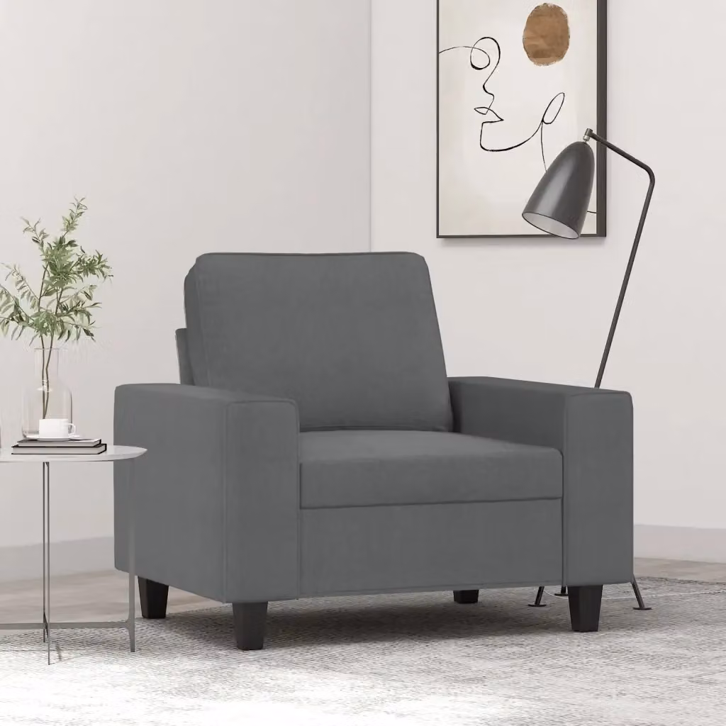 Poltrona Relax Moderna Grigia con Braccioli e Struttura in Metallo per Soggiorno – 2