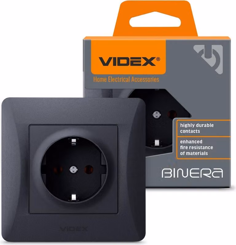 Contatto Schuko VF-BNSK1G-BG 16A Binera Videx - Grafite