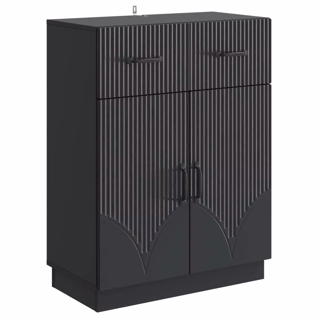 Credenza moderna vidaXL in legno MDF nero L: 66 cm, P: 34,5 cm, H: 87 cm – 2