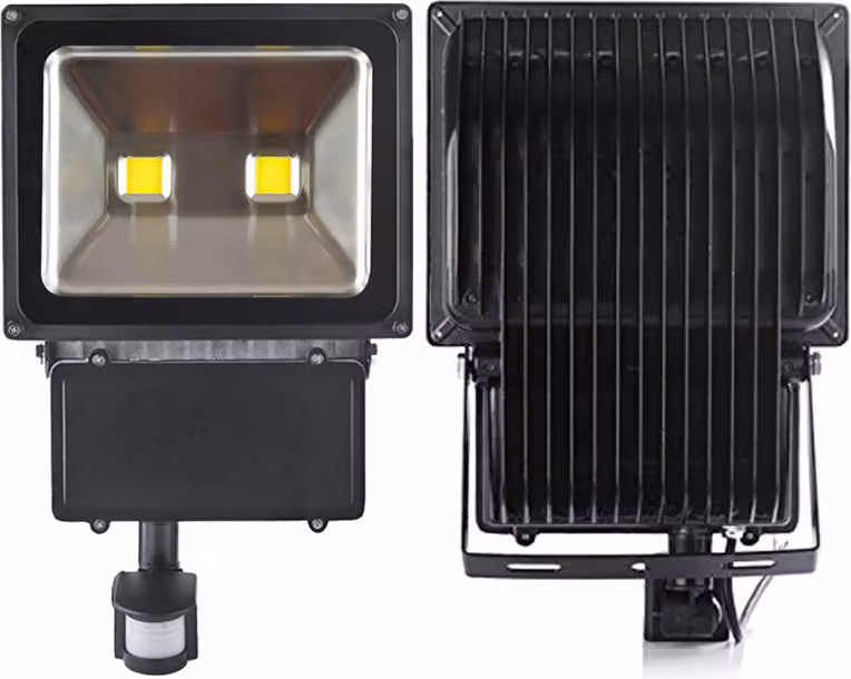 Greenmigo Faretto LED da 100 W + sensore di movimento, luce bianca calda, illuminazione d'oggetti, faretto da esterno, faretto da parete, proiettore, lampada da giardino, IP65, 85 V-265 V