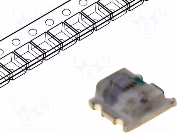 2 LED, angolo di emissione 120°, corrente di funzionamento 20mA, tensione di alimentazione 3,3÷5V. Versione: lampeggiante, tricolore. Codice prodotto: OST10807C1C-C, effetto speciale