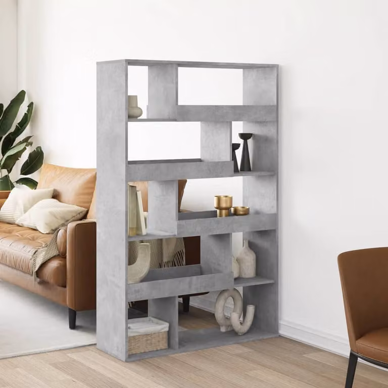 Libreria vidaXL Grigio con design classico in legno e MDF, da appendere al muro, L: 100 cm, P: 33 cm, H: 156,5 cm