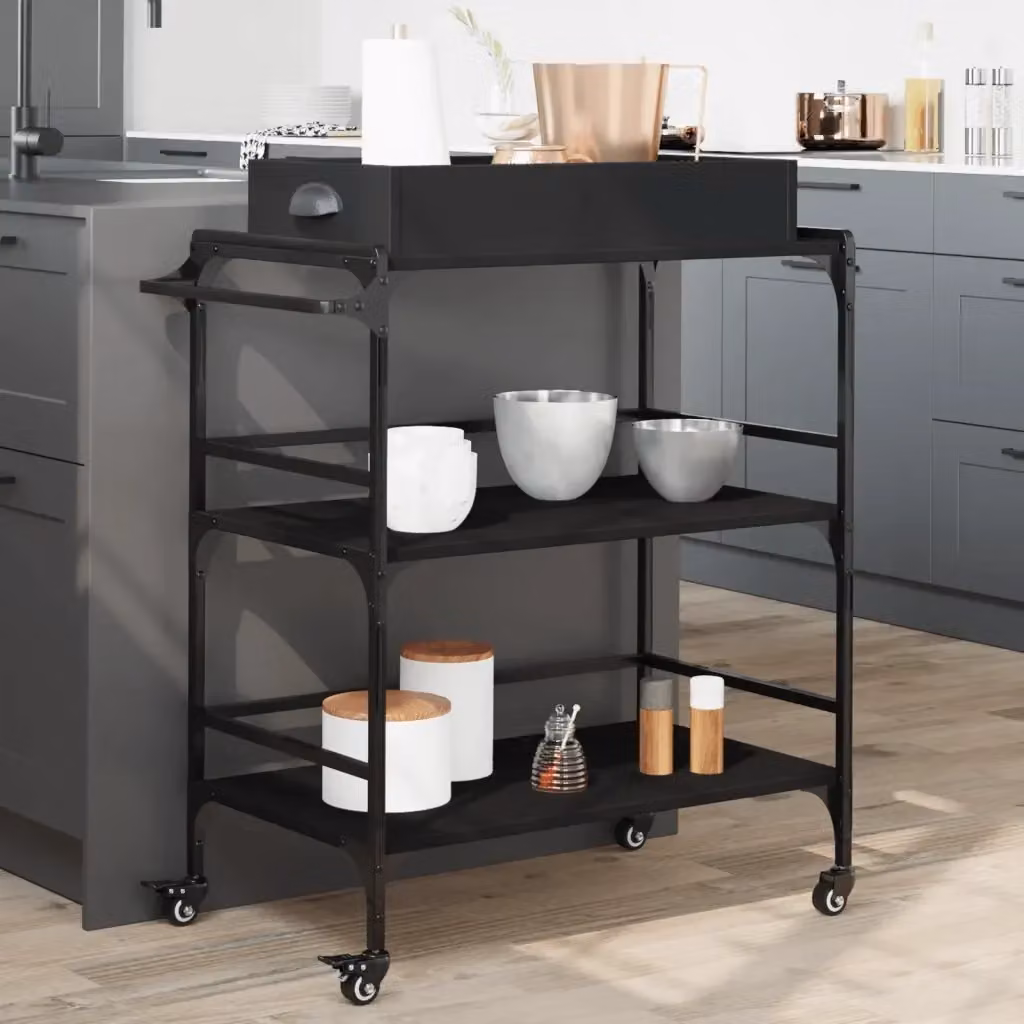 Carrello da cucina moderno DESIGN IN in legno e metallo nero L/P/H: 81,5 x 41 x 92,5 cm – 2