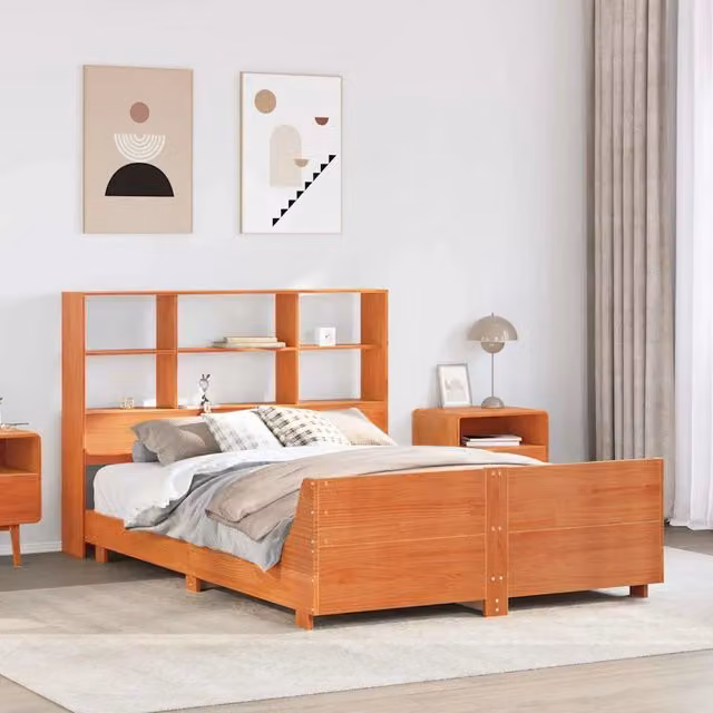 Letto senza Materasso Marrone Cera 140x190 cm in Legno di Pino 3323703