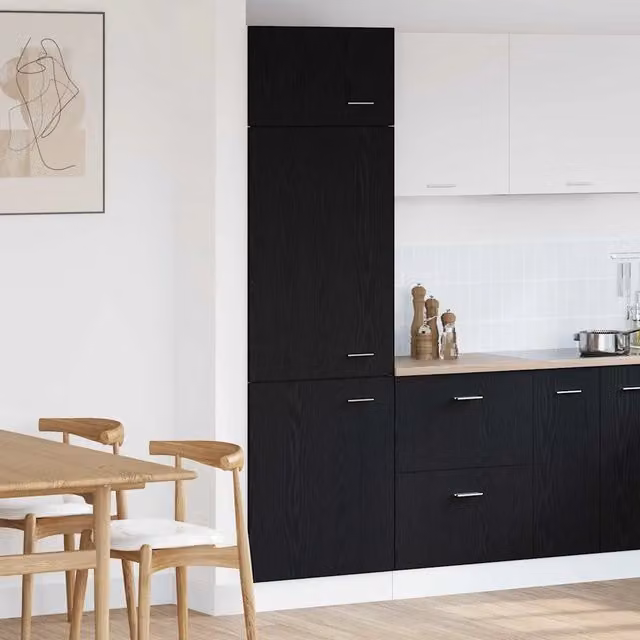 Armadio pensile da cucina moderno vidaXL in legno nero con ante a battente L: 60 cm, P: 31 cm, H: 207 cm