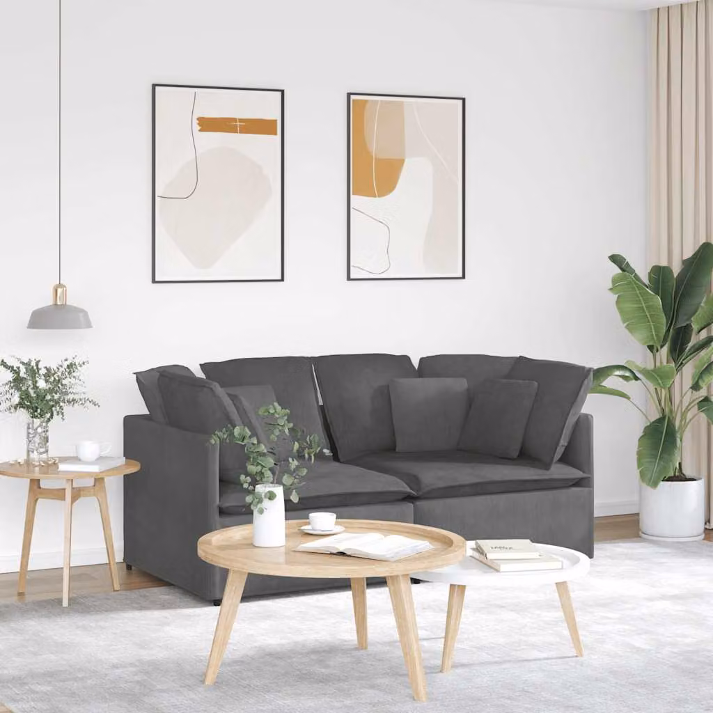 vidaXL Divano Modulare Moderno in Velluto Grigio con Cuscini e Struttura in Metallo e Legno