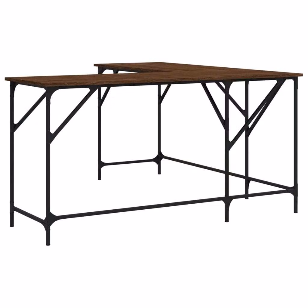 Scrivania Rovere Marrone 149x149x75 cm in Legno Multistrato