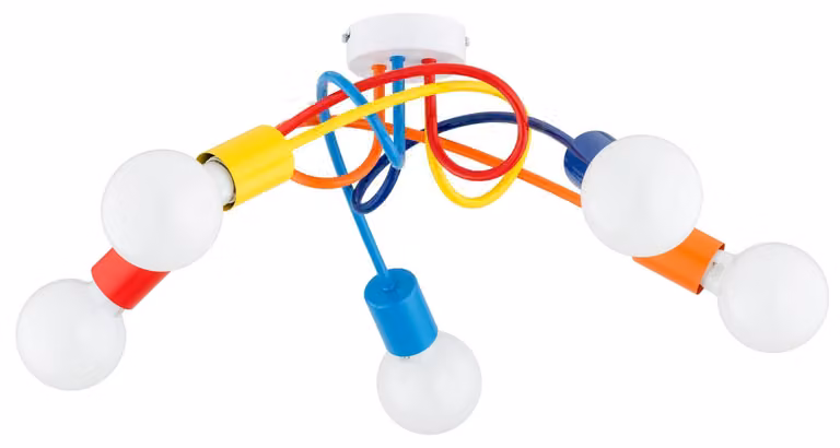 Lampada da soffitto DISEL multicolore 5xE27x15W in metallo, dimensioni: 22x54x54 cm, IP20, Alfa