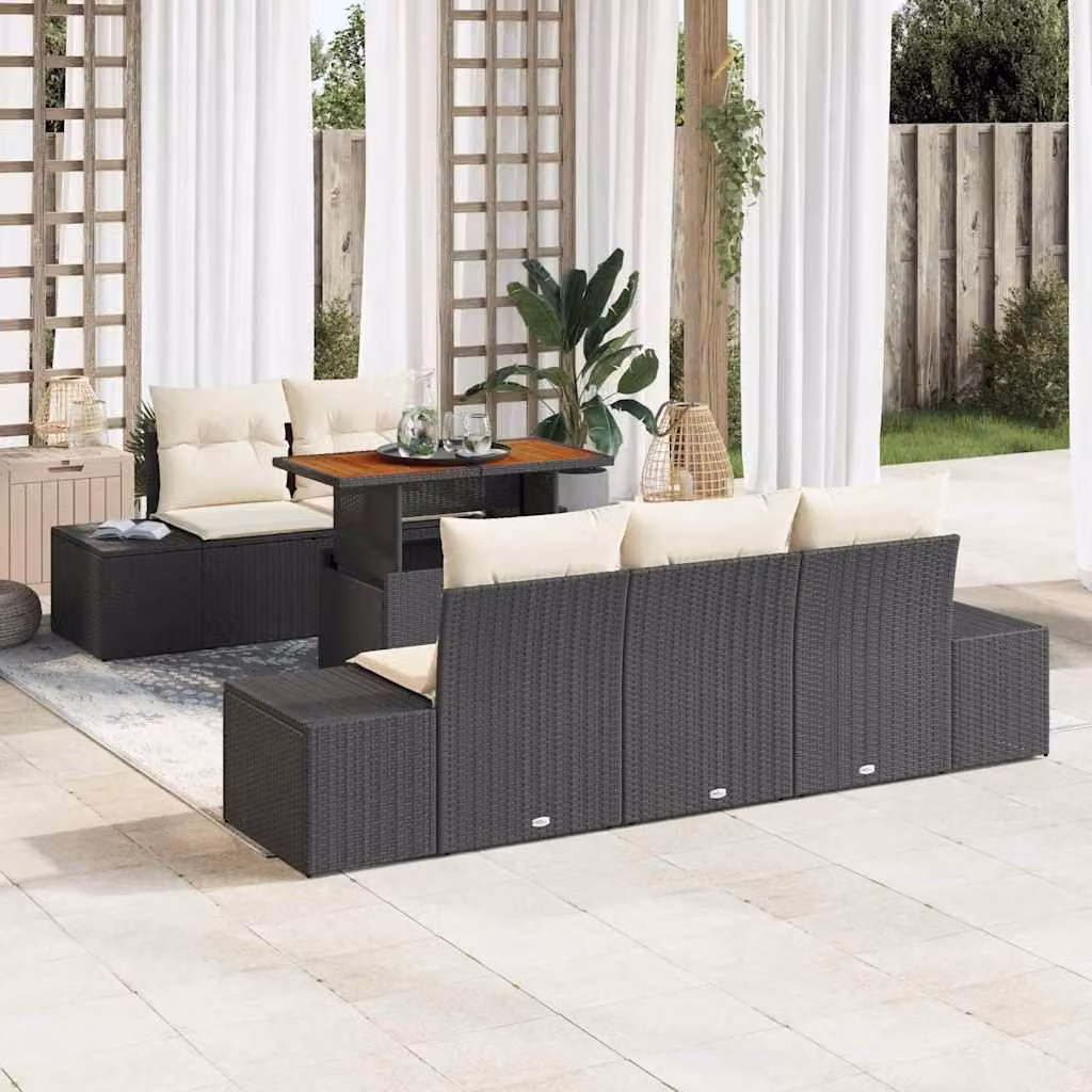 Maison Exclusive - Set da giardino composto da 6 pezzi, divano in rattan sintetico nero
