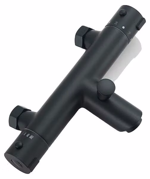 Rubinetto per bagno, con controllo termostatico, design a due manopole, miscelatore nero
