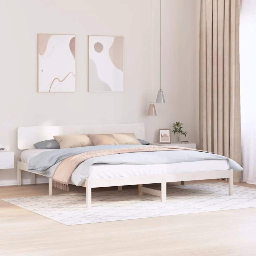 Struttura del letto in pino massello bianco vidaXL L/P: 180 x 200 cm