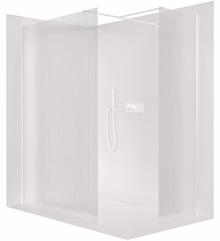 Pannello doccia walk-in Onyx T, destro/sinistro - 8 mm - profilo quadrato - bianco opaco, vetro smerigliato - 160x80x200 cm