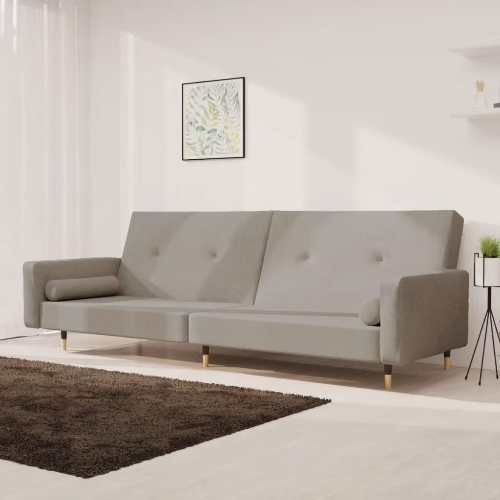 vidaXL Divano Letto Click-Clack Moderno in Velluto Grigio con Cuscini