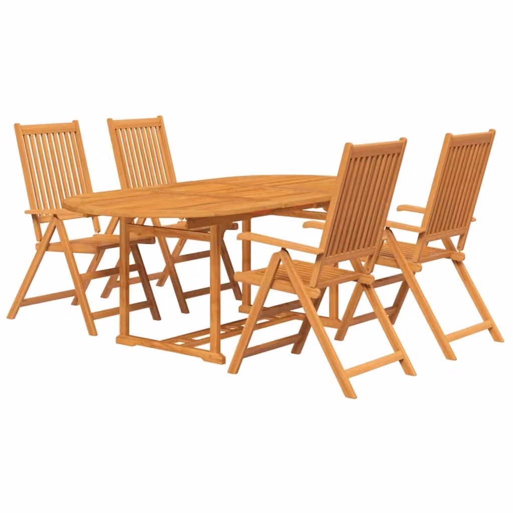 Set da Pranzo da Giardino 5 pz in Legno Massello di Acacia 150-200 cm