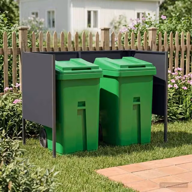 Paravento per bidone della spazzatura vidaXL in acciaio colore antracite L/P/H: 167 x 85 x 113 cm – 1