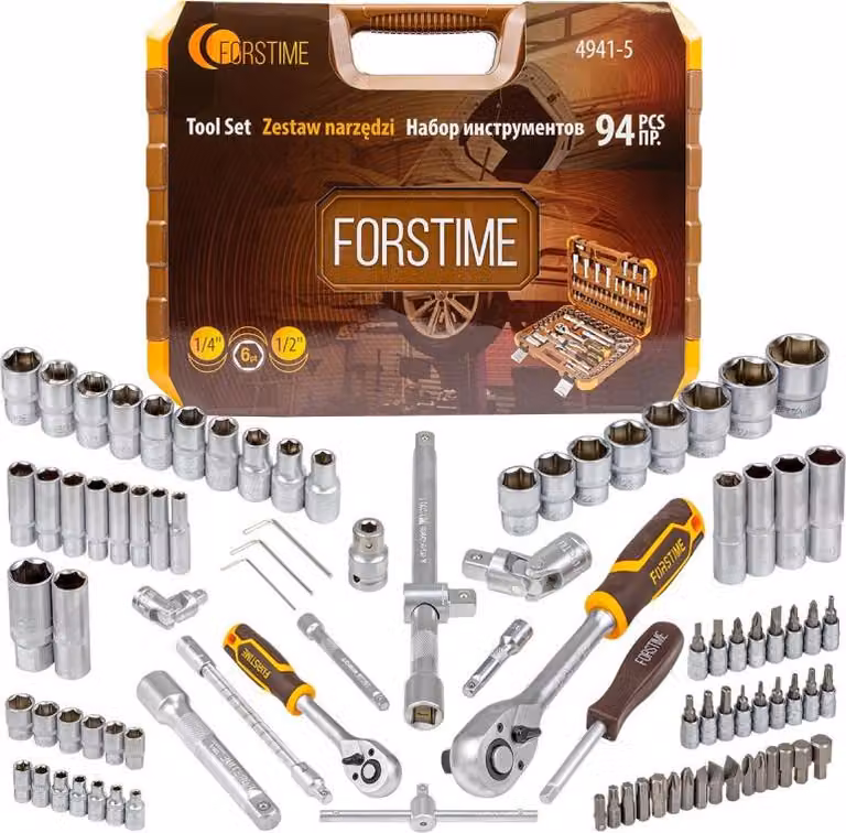 Set di utensili, chiavi, bussole, punte, valigetta, 94 pezzi