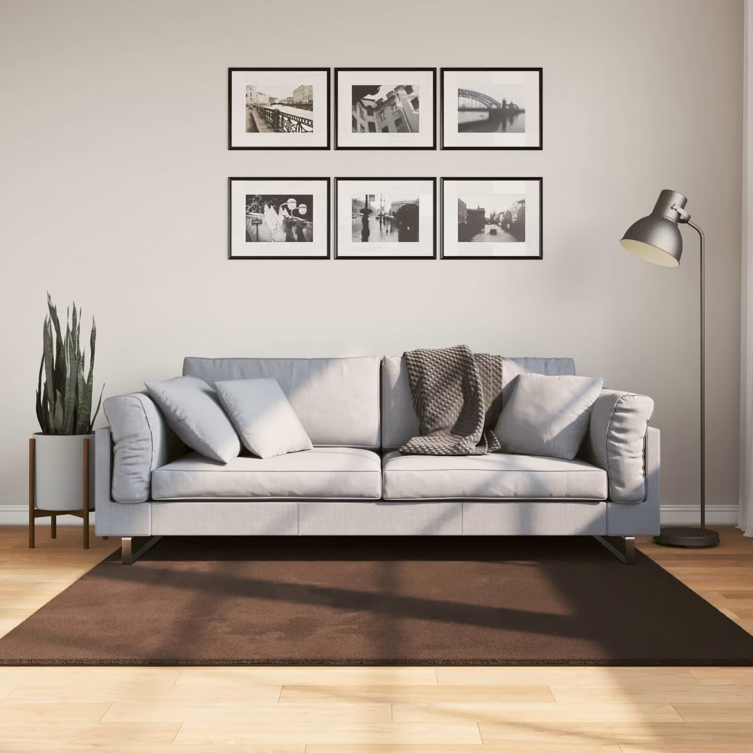 Tappeto a pelo medio vidaXL HUARTE Marrone, Lavabile e Adatto a Riscaldamento a Pavimento, 160 x 160 cm