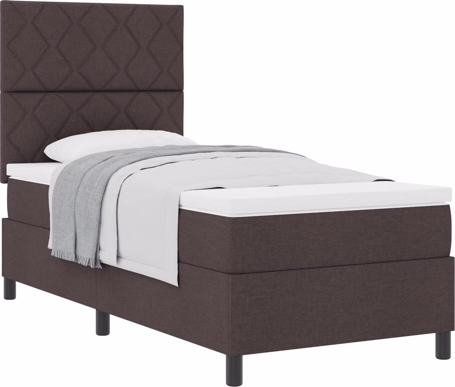 Letto a molle con materasso marrone scuro 90 x 190 cm in tessuto