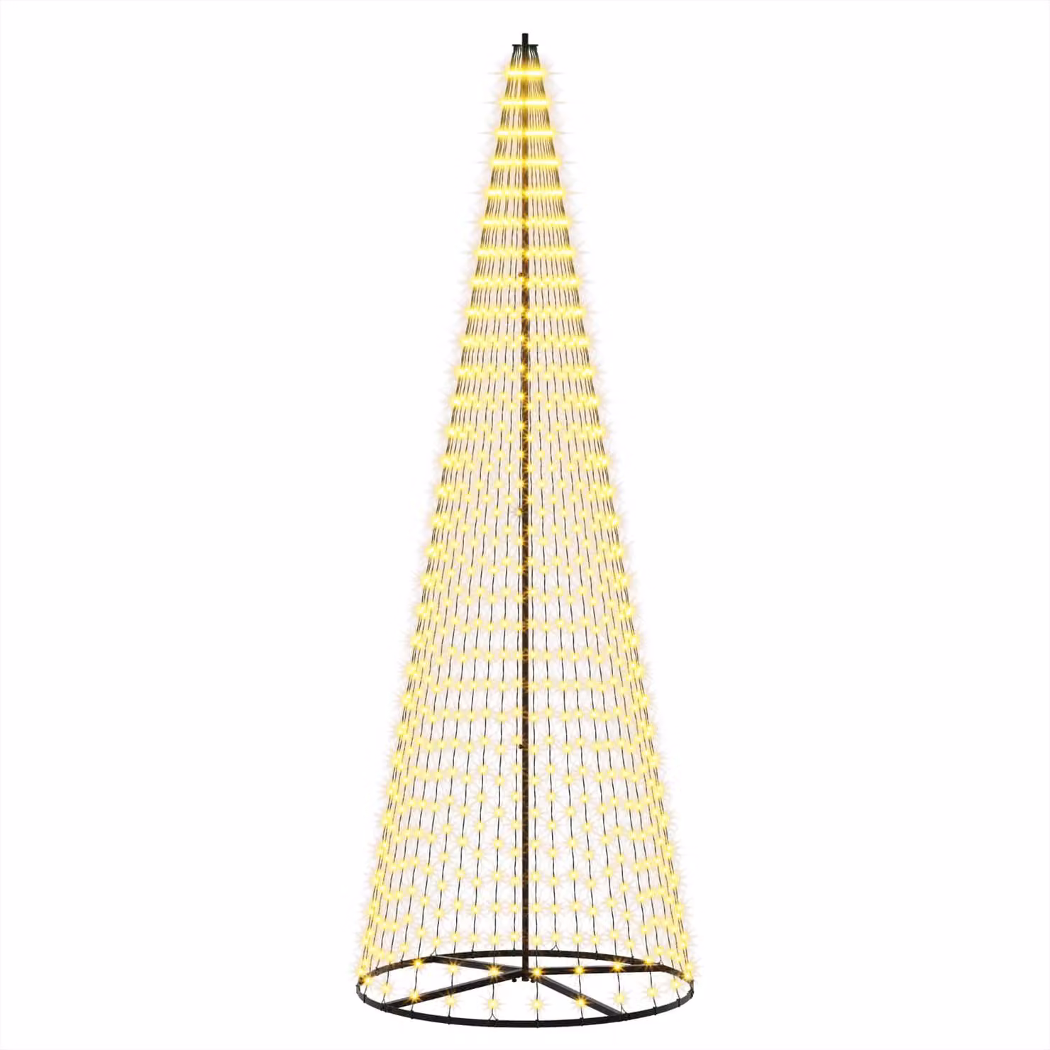 Albero di Natale a LED, 285 cm, 744 LED, luce bianca calda, struttura in ferro, colore nero