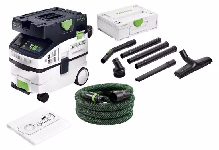 Festool CTM MIDI I CLEANTEC Aspiratore mobile 1200 Watt 15 l Classe di polvere M + RS-ST D 27/36-Plus Set di pulizia standard