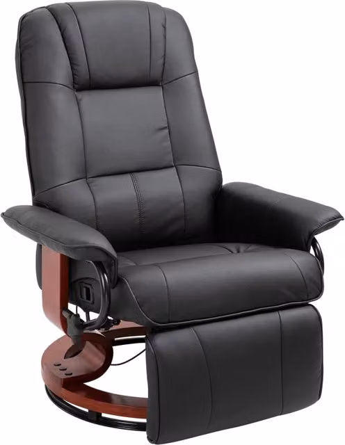 Poltrona reclinabile 360¡ã girevole ¨C Minimal ¨C Tessuto similpelle nero 78x87x100 cm