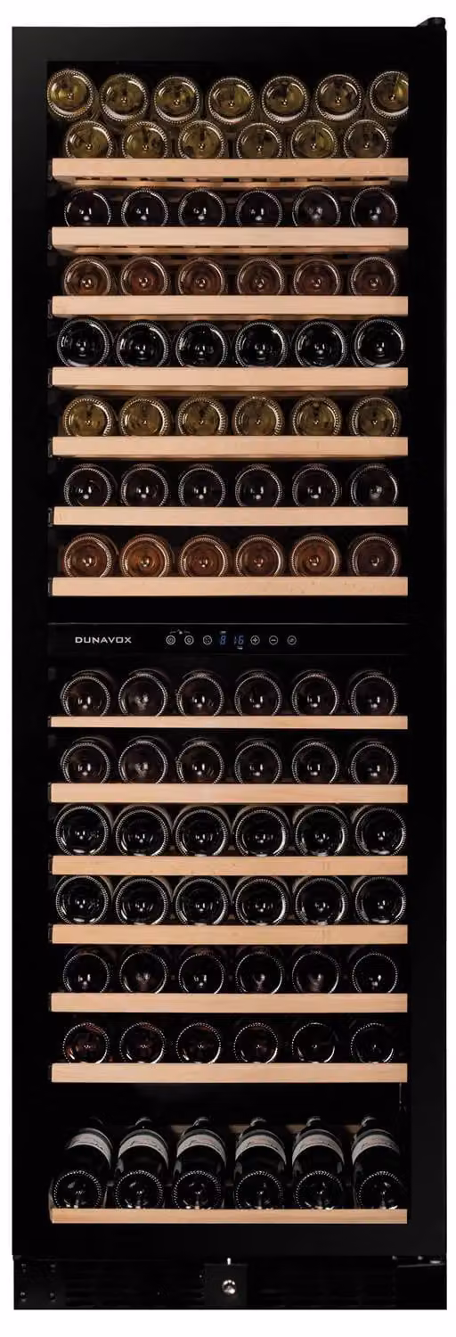 Cantina Linea Exclusive 2 temperat. porta full glass nera maniglia tasca, classe G, 166 bottiglie - DX-166.428DBK