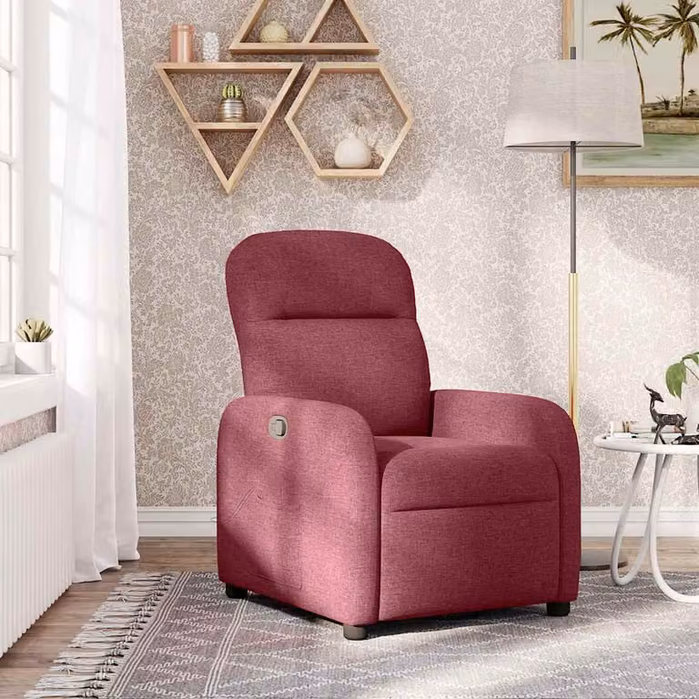 vidaXL Poltrona Reclinabile Moderna in Tessuto Rosso con Braccioli e Meccanismo a Leva Manuale