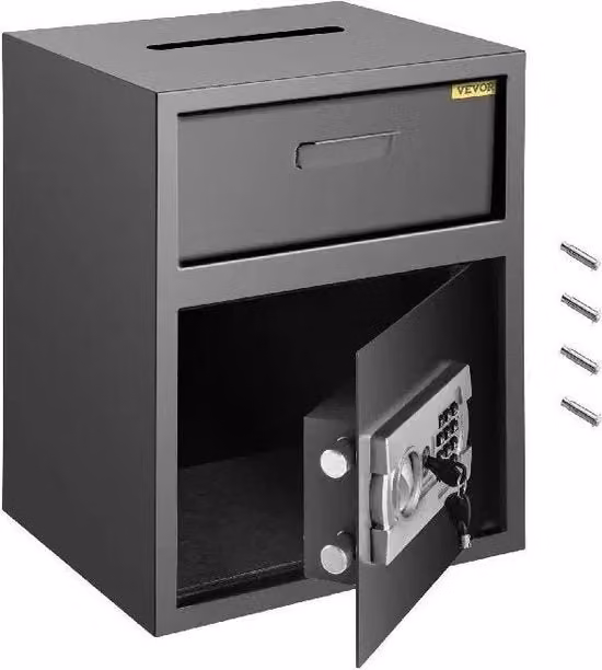 Cassaforte Antincendio Empire's Product in Acciaio Nero con Chiusura Elettronica e 2 Chiavi di Emergenza L/P/H: 45 x 30 x 36 cm