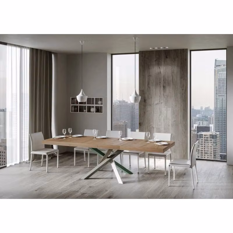 Tavolo allungabile Volantis Premium ITAMOBY in quercia natura e multicolore, L: 200-460 cm, P: 90 cm – 2