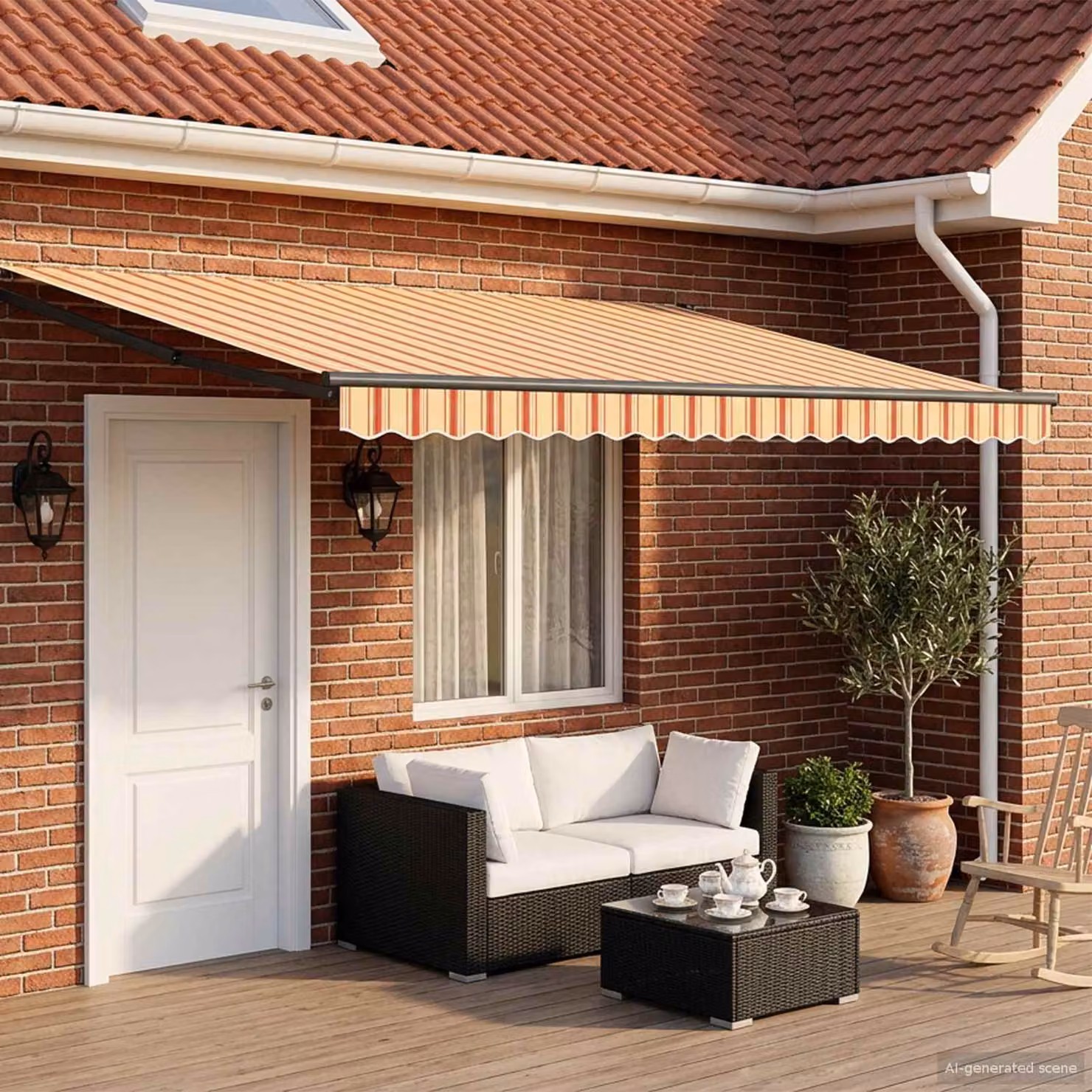Tenda retrattile manuale vidaXL con LED multicolore e struttura in acciaio, colore antracite, L: 400 cm, P: 295 cm