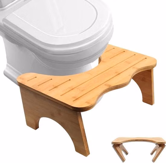 Sgabello per toilette per bambini in legno di bambù marrone con chiusura automatica e design pieghevole antiscivolo