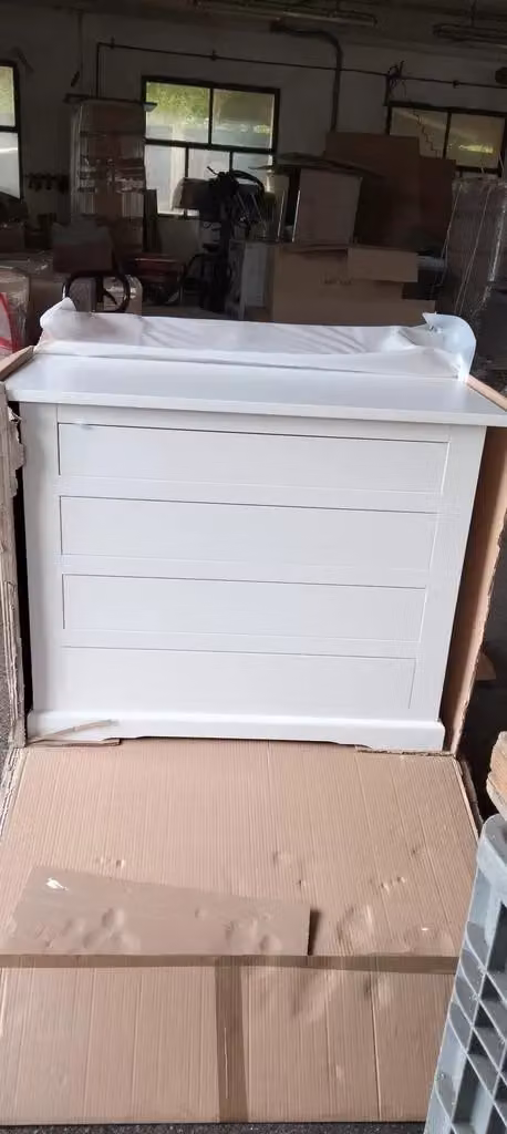 Cassettiera classica in legno con 4 cassetti in stile shabby chic bianco Mobili 2G L: 115 cm, P: 50 cm, H: 90 cm – 2