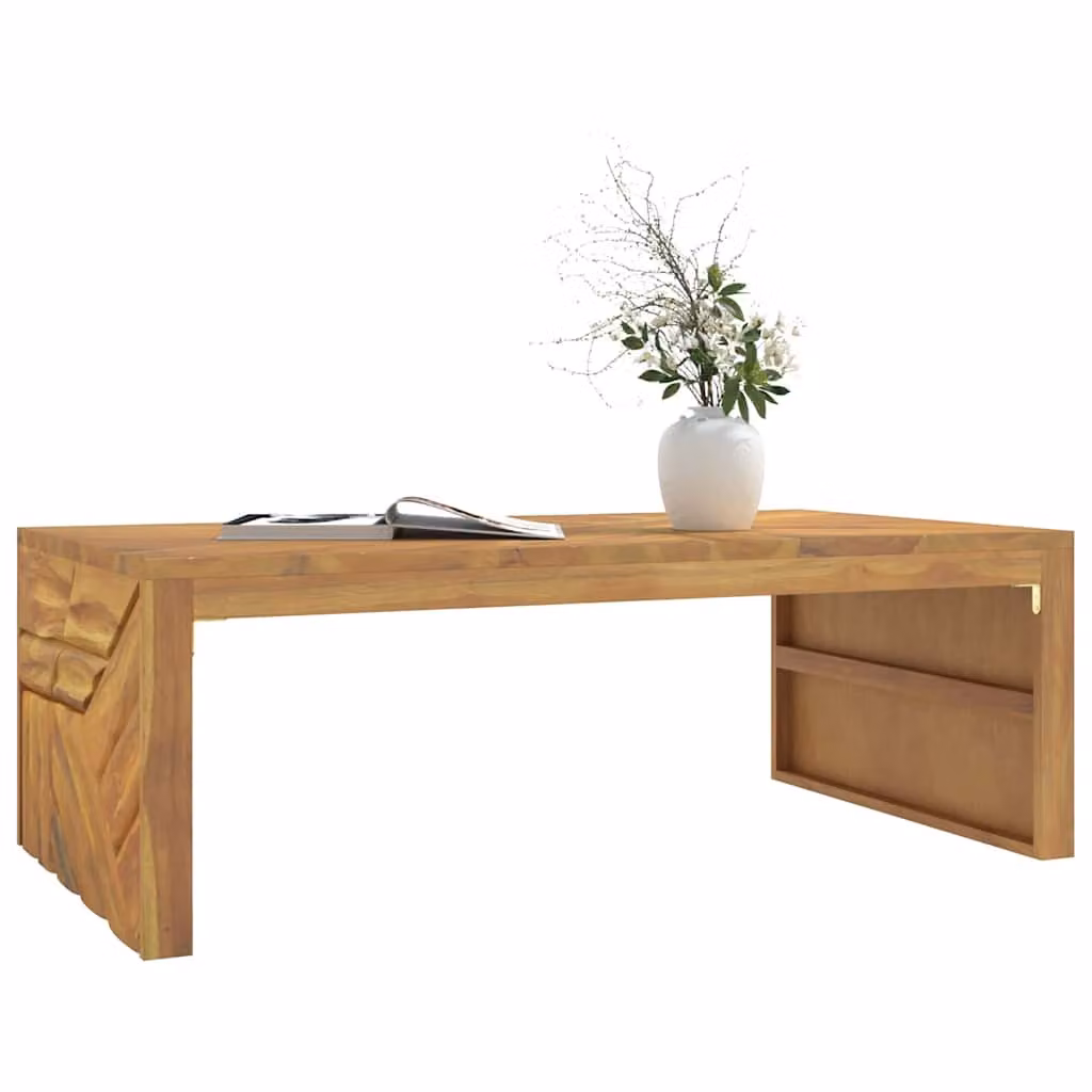 vidaXL Tavolino da Salotto Rettangolare in Legno di Teak Marrone L: 110 cm, P: 60 cm, H: 38 cm