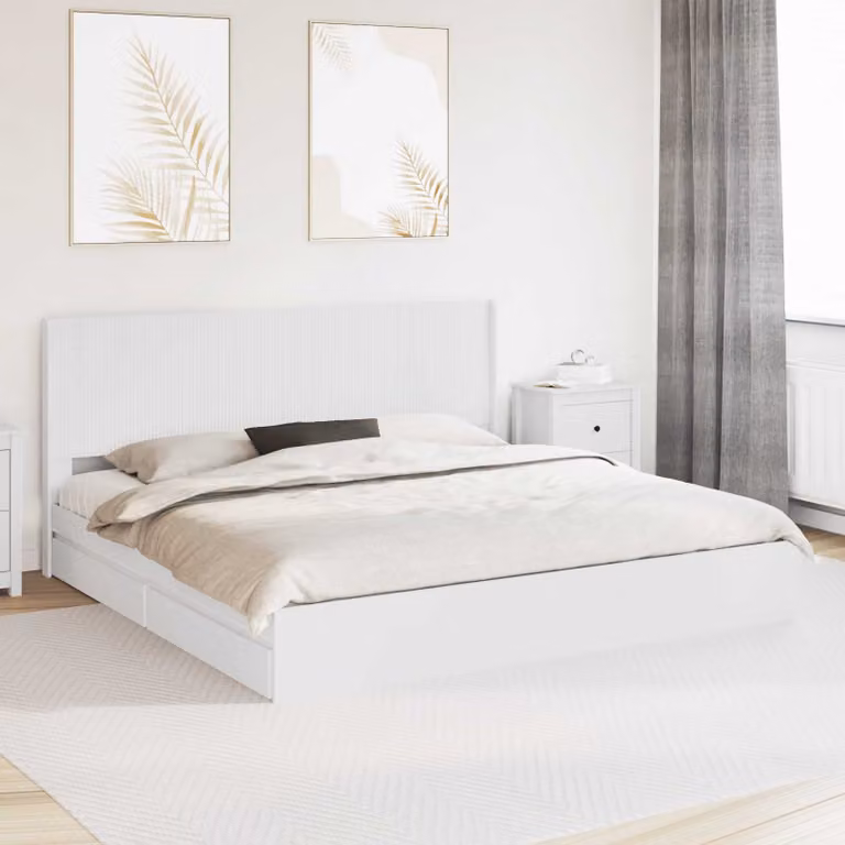 vidaXL Struttura letto con stoccaggio e testata in legno laccato bianco L/P: 200 x 180 cm, H: 203 cm
