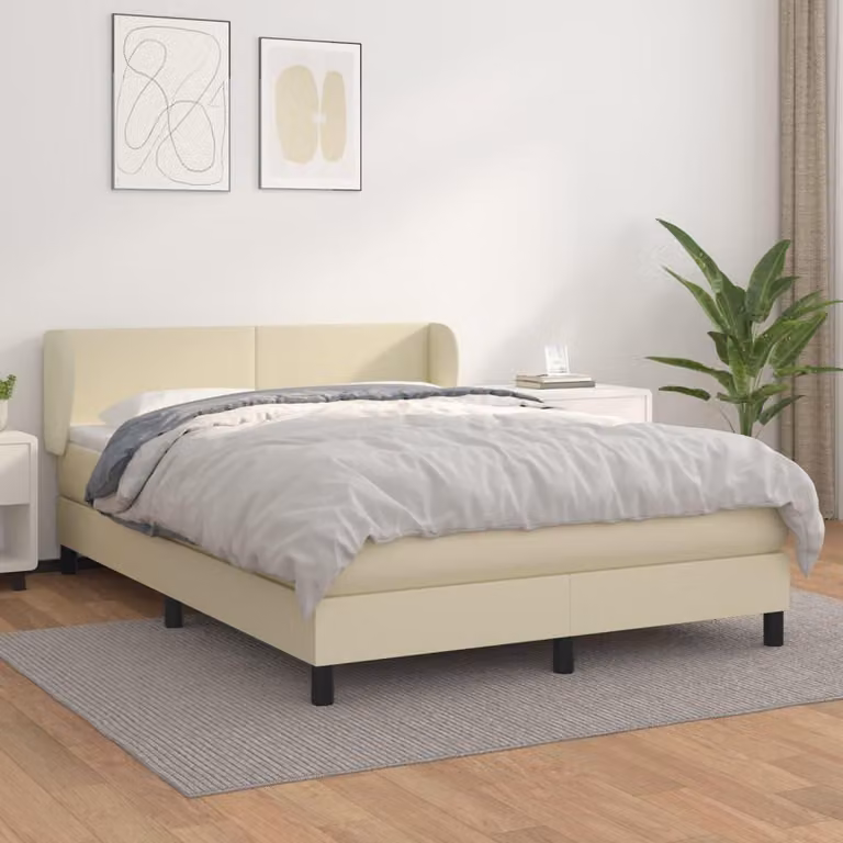 Maison Exclusive - Letto boxspring con materasso color crema 140x190 cm in ecopelle