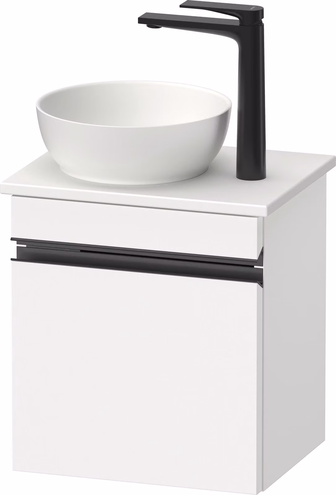 Duravit Sivida Meuble sous-lavabo sur console, charnières à droite, poignée-barre noir diamant mat, 400x325x440mm, SV4656RBD180000, SV4656RBD180000