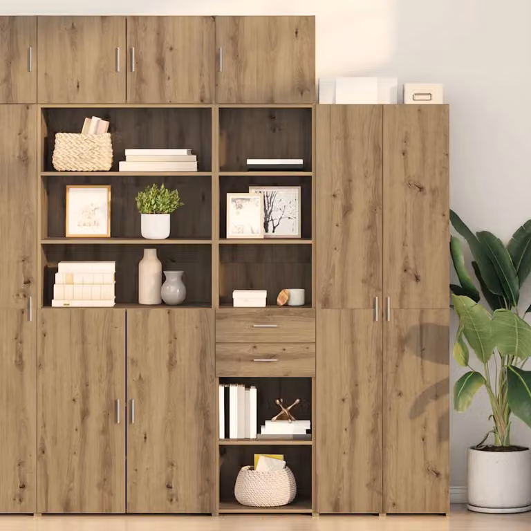 Credenza moderna vidaXL in rovere e metallo con finitura opaca, L/P/H: 45 x 42,5 x 185 cm