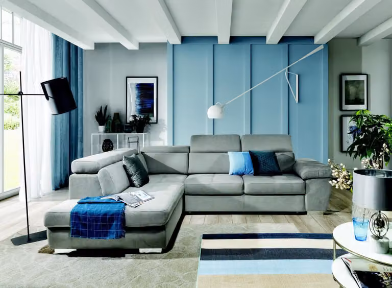 Ecksofa Wohnlandschaft Sofa Couche Polster Eck Sofas Garnitur Textil Designer
