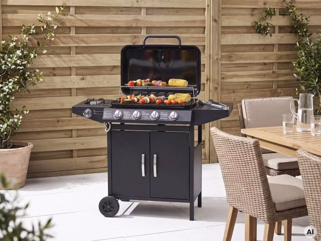 Barbecue a gas Festa 5 di HABITAT ET JARDIN con 5 fuochi, tra cui uno laterale, 12,9 Kw, colore nero – 2